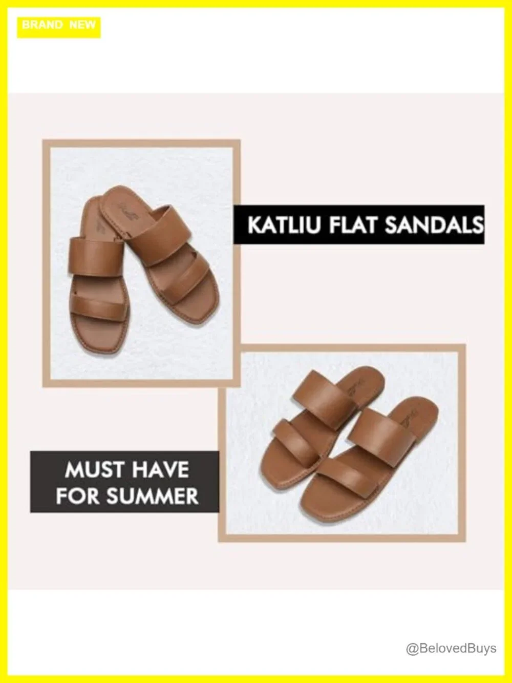 Women's Two Strap Slide Sandals Flat Square Toe Cushioned Non Slip